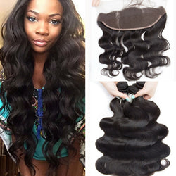 8A Peruvian Virgin Human Hair - 3 Bundles with a 13x4 Lace Frontal - Body Wave
