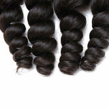 8A Peruvian Virgin Human Hair - 3 Bundles with Lace Closure - Loose Wave