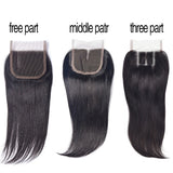 8A Brazilian Virgin Human Hair - 3 Bundles with Lace Closure - Straight