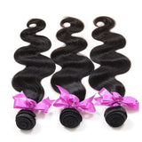 8A Brazilian Virgin Human Hair - 3 Bundles with Lace Closure - Body Wave