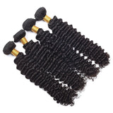 8A Brazilian Virgin Human Hair - 3 Bundles with Lace Closure - Deep Wave