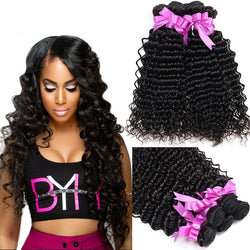 8A Malaysian Virgin Human Hair - 3 Bundles with Lace Closure - Deep Wave