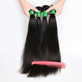 8A Peruvian Virgin Human Hair - 3 Bundles with Lace Closure - Straight